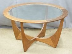 G Plan retro glazed Astro circular table, diameter 84 x 48cm