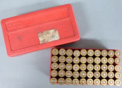 Fifty .44-40 Winchester rifle cartridges, in MJM cartridge box PLEASE NOTE THAT A VALID RELEVANT