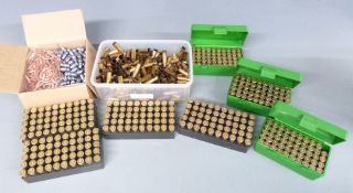 Fifty .38 Special revolver cartridges together with a large quantity of empty brass cases suitable