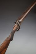 Midland Gun Co 12 bore side by side hammer action shotgun with engraved scene of dogs and birds to