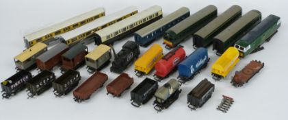 Twenty-six Hornby and similar 00 gauge locomotives, coaches, tankers and wagons including BR, GWR