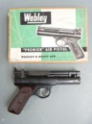 Webley Senior .177 air pistol with named and chequered Bakelite grips, serial number 060, in