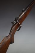 Mauser 7.62/ .308 bolt action sporting rifle with chequered semi-pistol grip and horn tipped forend,