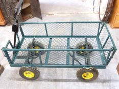 A twin axle metal trolley