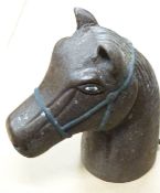 Cast iron horses head fence post top, height 22cm