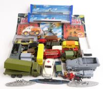 Thirty-two Dinky Toys, Matchbox, Maisto, Battle Squads, Minic Ships and similar diecast model