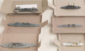 Six Nevis-Neptun and similar diecast model waterline ships, all in original boxes.