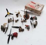 Twelve Cox, FROG and other glow ignition model aircraft engines and two Shark CO2 powered engines