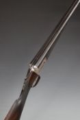 Moore & Grey 12 bore side by side ejector shotgun with named locks, chequered grip and forend,