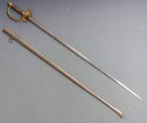 British 1796 pattern sword with Army Medical Corps cipher to guard, 81cm half length double fullered