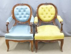 Two 19thC ber? chairs with shaped back