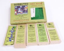 Five Subbuteo table football teams together with a 'Continental Display Edition' table soccer set,
