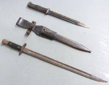 German M84/98 bayonet with plastic grip and EUF Horster to 25cm fullered blade, with scabbard and