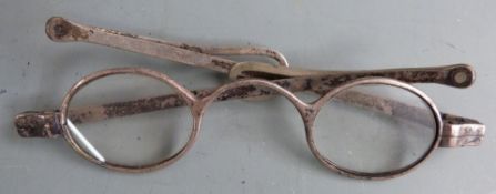 Pair of Georgian hallmarked silver framed spectacles, hallmarks for Birmingham 1821, maker Joseph