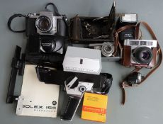 Collectable cameras and accessories to include Bolex 155 Super cine camera, Asahi Pentax S1 SLR,