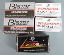 Two-hundred-and-fifty .22 rifle cartridges including Winchester Wildcat, Laser and Blazer, all in