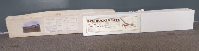 Two wooden model aeroplanes Ben Buckle Kits Electric Junior 60 and Adrian Britton Aeromodels Trisha,
