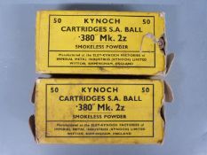 Ninety-nine Kynoch .380 Mk.2z cartridges, in original boxes PLEASE NOTE THAT A VALID RELEVANT