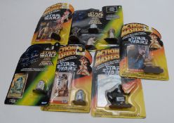 Six Kenner Star Wars figures and figure sets including four Action Masters and one R2-D2 signed by