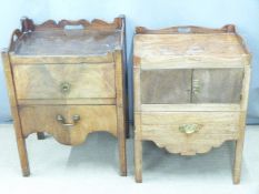 Two 19thC mahogany pot cupboards/bedside cabinets with galleried tops, W59 x D43 x H77cm