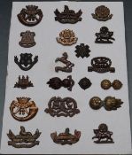 Twenty officer's OSD collar badges including Gloucestershire Regiment / Glosters, A S H King's