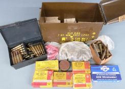 A collection of various calibre collectable ammunition, some in original boxes, all in a vintage
