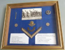 British Army WW1 silver war badge cap, badge and shoulder title for the Worcestershire Regiment etc,