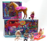 A collection of Sindy dolls, outfits and accessories including Sindy Space 4x4 and Mountain Bike,