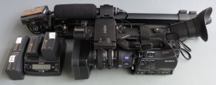 Sony HVR Z7E video camera fitted with a Carl Zeiss Vario-Sonnar T* 1,6/4,4-52,8 12x optical zoom