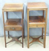 A pair of mahogany bedside stands with single drawers, W35 x D35 x H78cm