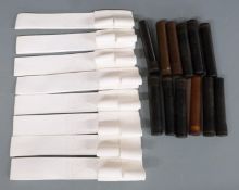 Eight bayonet frogs together with 12 oil bottles.