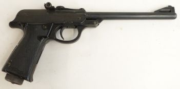 Walther LP Model 53 .177 air pistol with shaped and chequered grips and adjustable sights, serial