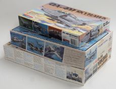 Three 1:48 scale plastic model kits comprising ESCI S-3A Viking Sub-Hunter 4051 and AD-4W Fleet-