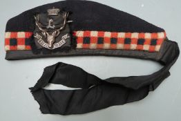 British Army officer's Seaforth Highlanders Glengarry hat with four piece badge
