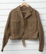 Royal Marines Commando battle dress tunic, 1949 pattern with shoulder flashes/badges, interior label