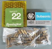 One-hundred-and-seventy-four .22 rifle cartridges including Remington and RWS Subsonic, some in