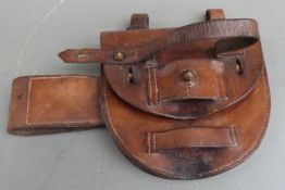WW1 British Army leather pouch for spare horse shoes and nails, makers Whippy, Steggall & Co,