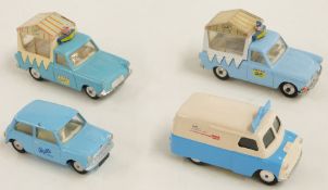 Four Corgi diecast model Walls Ice Cream vehicles comprising Austin Seven, Bedford AA Van and two