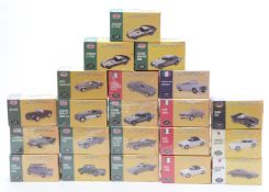 Twenty-one Atlas Editions Classic Sports Cars 1:43 scale diecast model British, French and