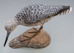 Michael Wood (Mike) woodcarving of a wading bird, H 18cm