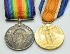 British Army WW1 medals comprising 1914-1918 War Medal and Victory Medal named to 122025 Driver W