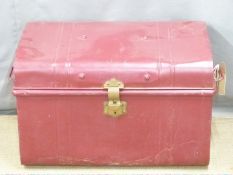A metal bound trunk and one other, W77 x D48 x H45cm