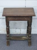 A 16th/17thC oak joint stool, W46 x D26 x H52cm