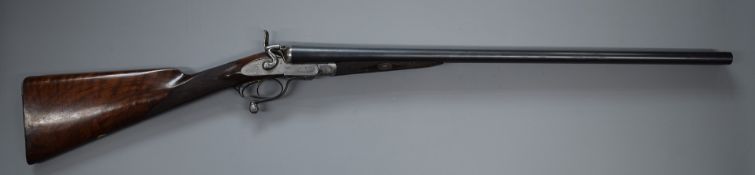 James Kerr of London 12 bore side by side hammer action shotgun with finely engraved locks,