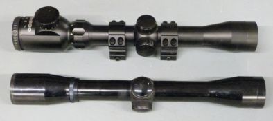 Two rifle scopes Apollo 4x32 and Tasco 3-9x32 with scope mounts.