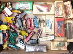 Over 30 Corgi, Dinky, Matchbox and Lledo diecast model vehicles including Commer Bus 2500 Series