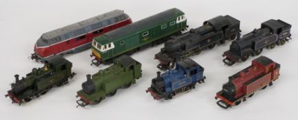 Eight Hornby, Airfix, Lima and similar 00 gauge locomotives including British Rail, Deutsche