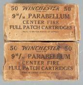 One-hundred Winchester 9mm Parabellum centre-fire full patch cartridges, in original boxes PLEASE