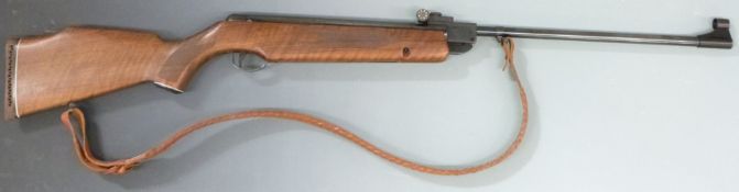 Webley Vulcan .22 air rifle with chequered semi-pistol grip, raised cheek piece, adjustable sights