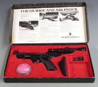 Webley Hurricane .22 air pistol with shaped and chequered grips, adjustable sights and 1.5x15 scope,